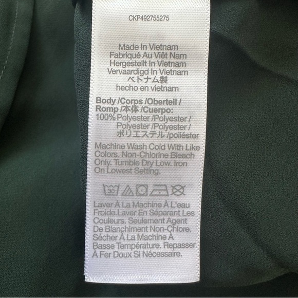 Madewell Blouse Long-Sleeve Tie-Neck Top Semisheer Luxury Forest Green M NWT New - Picture 9 of 12